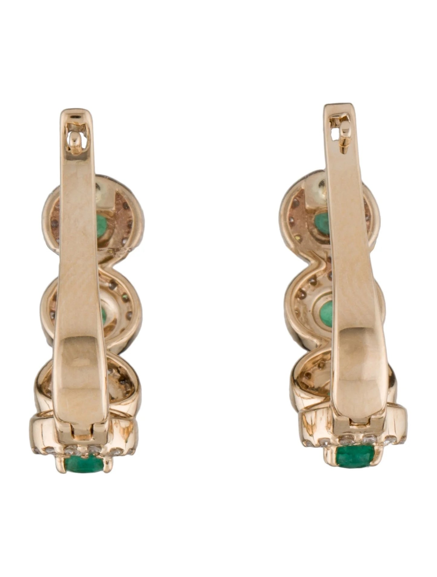 14K Emerald & Diamond Earclips