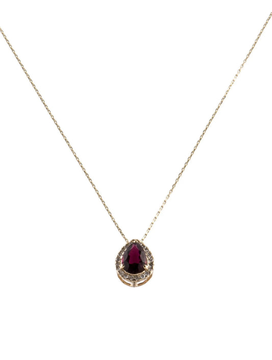 14K Tourmaline & Diamond Pendant Necklace