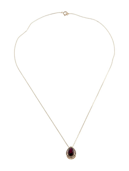 14K Tourmaline & Diamond Pendant Necklace