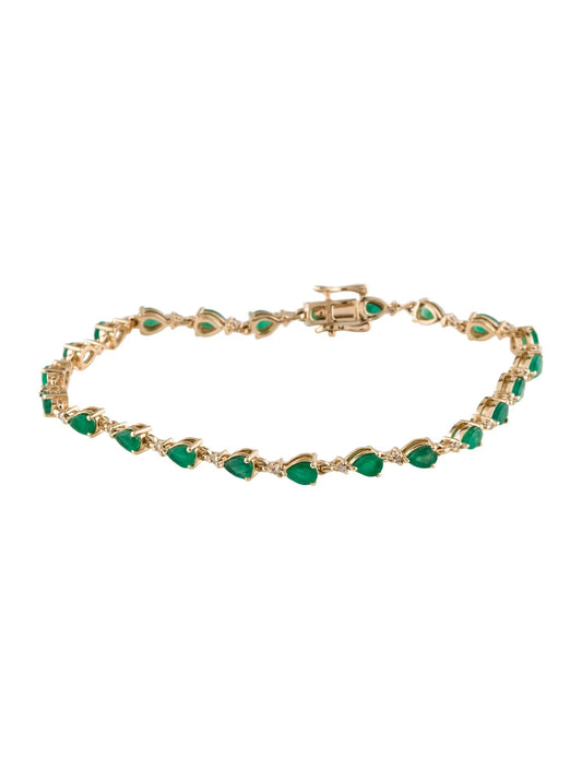 14K 3.78ctw Emerald & Diamond Link Bracelet