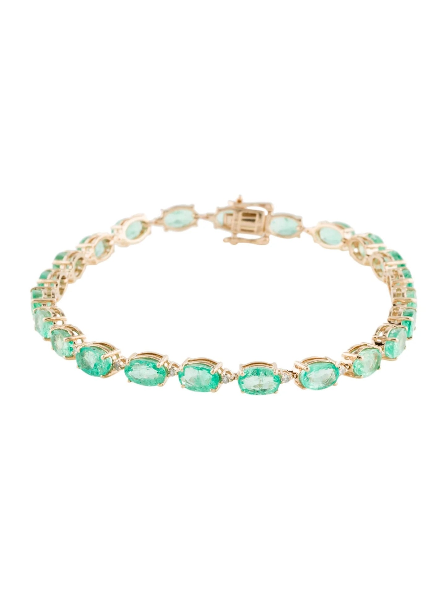 14K 12.41ctw Emerald & Diamond Link Bracelet