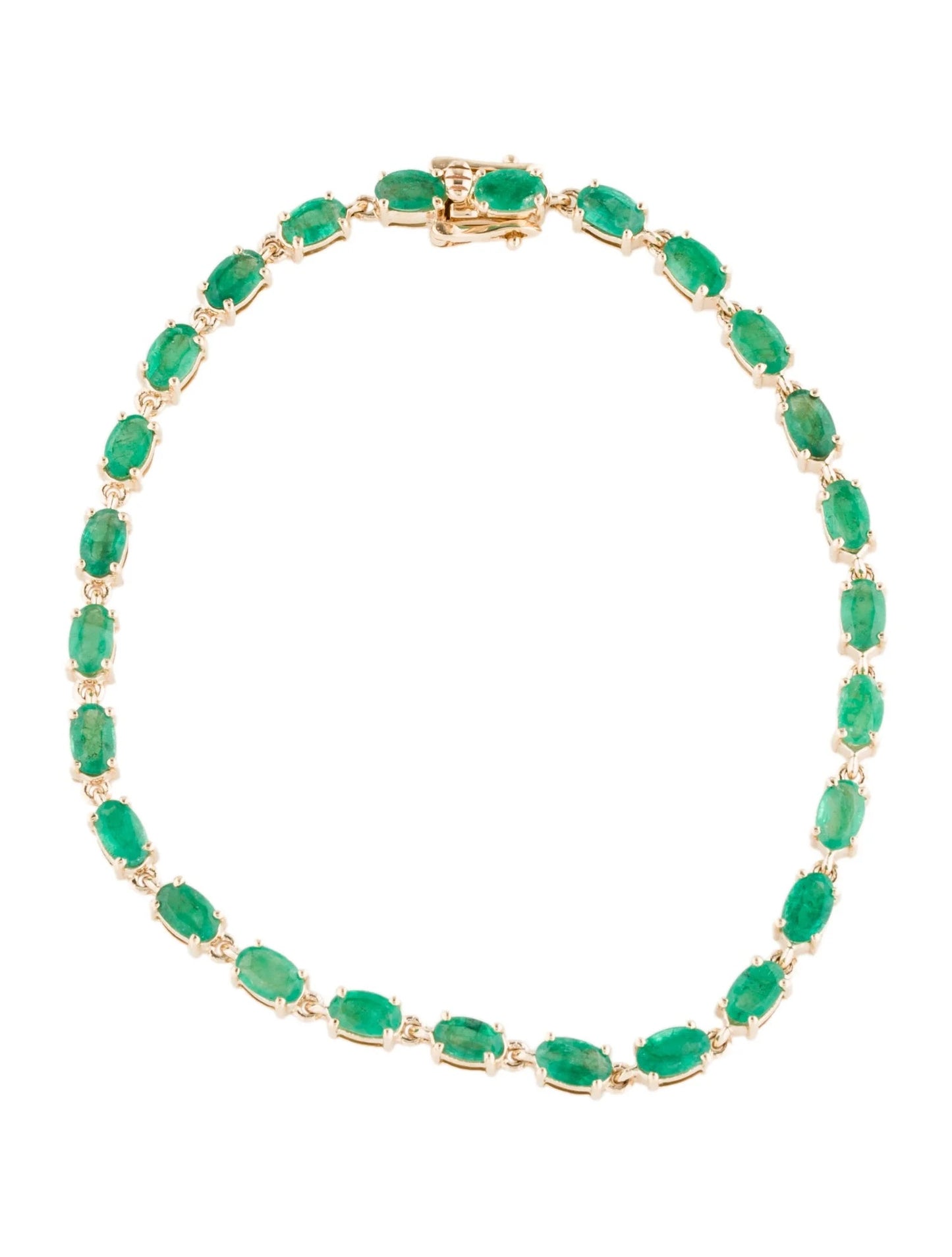 14K 7.79ctw Emerald Link Bracelet