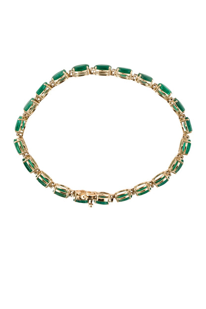 14K 14.96ctw Emerald & Diamond Link Bracelet