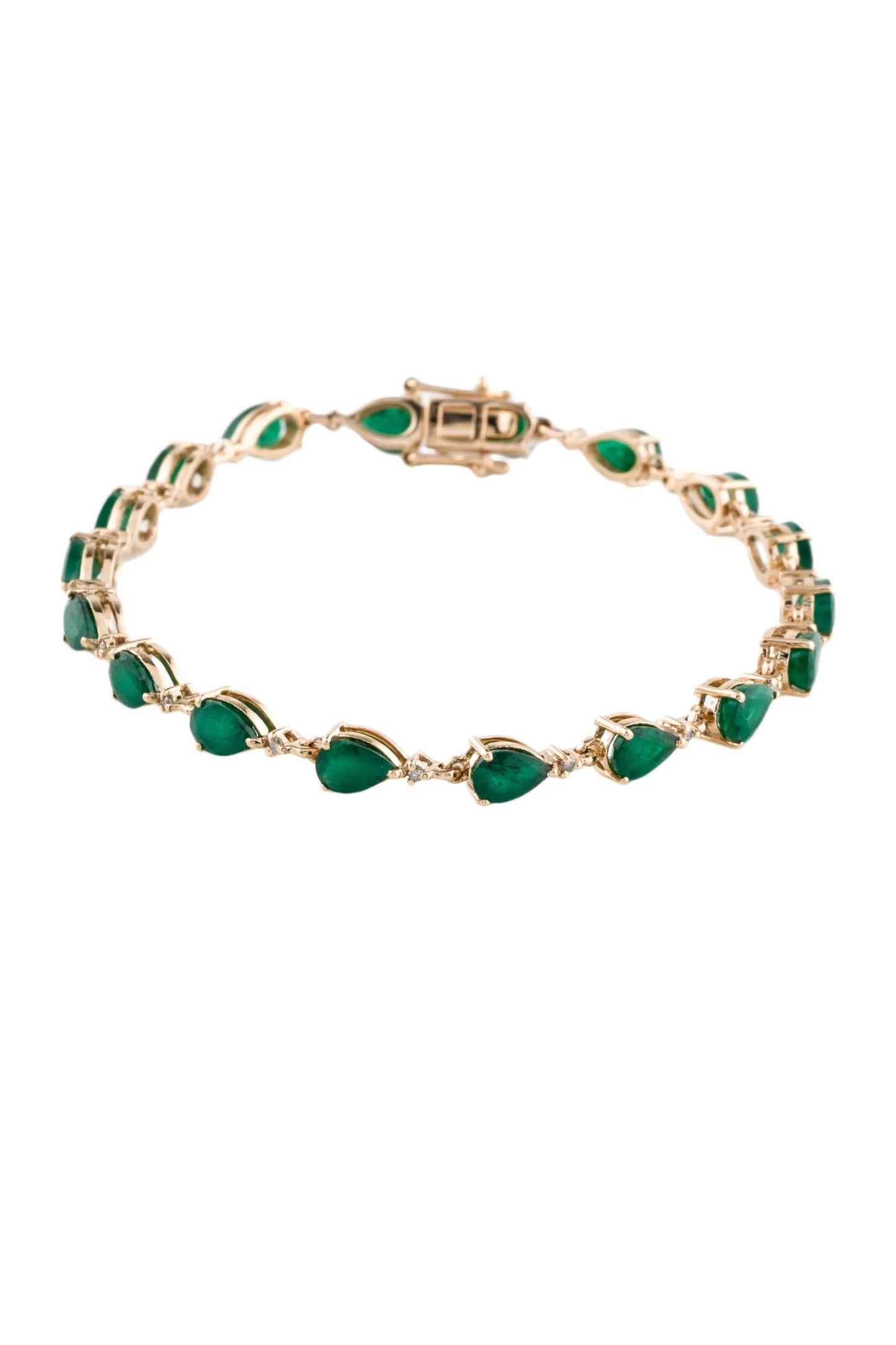 14K 5.76ctw Emerald & Diamond Link Bracelet