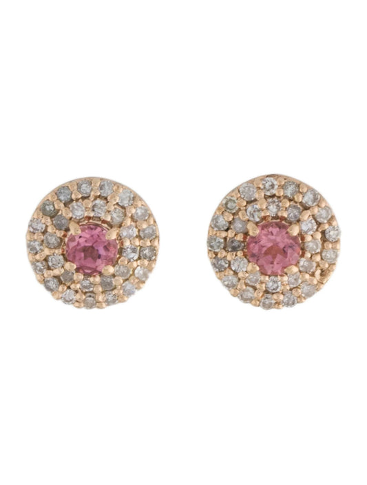 14K Tourmaline & Diamond Stud Earrings