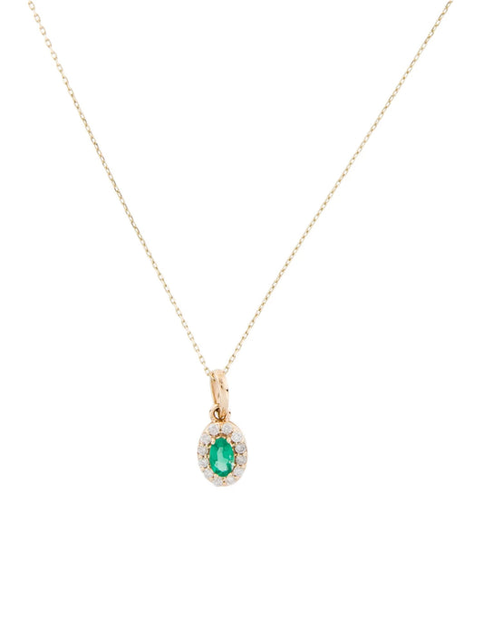 14K Emerald & Diamond Pendant Necklace