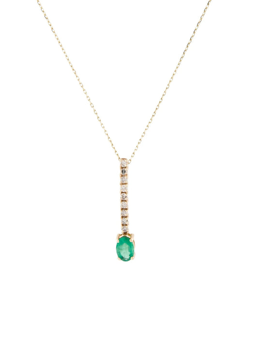 14K Emerald & Diamond Pendant Necklace