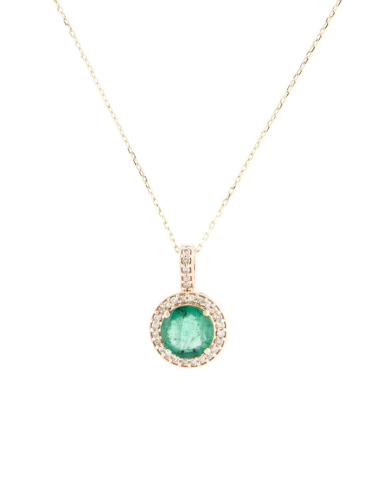 14K Emerald & Diamond Pendant Necklace