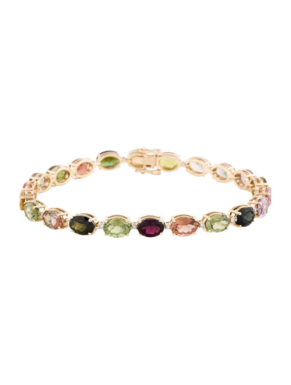 14K 16.87ctw Tourmaline & Diamond Tennis Bracelet