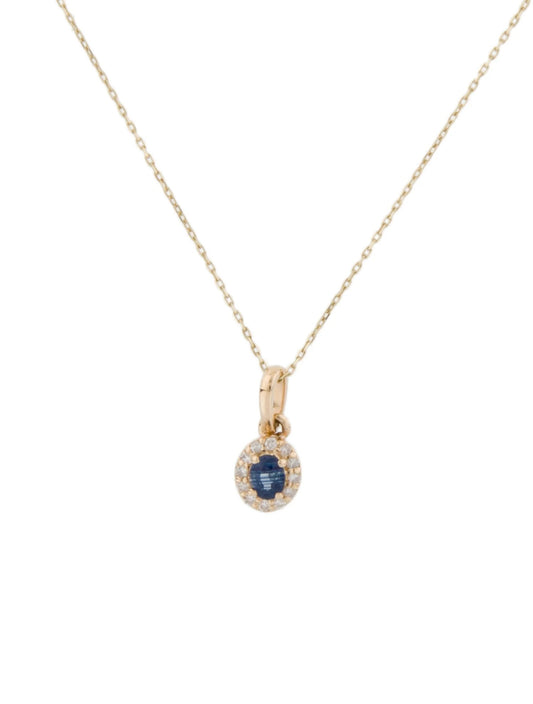 14K Sapphire & Diamond Pendant Necklace