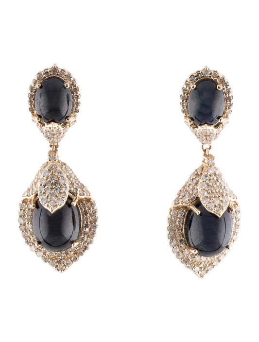 14K 14.26ctw Sapphire & Diamond Drop Earrings