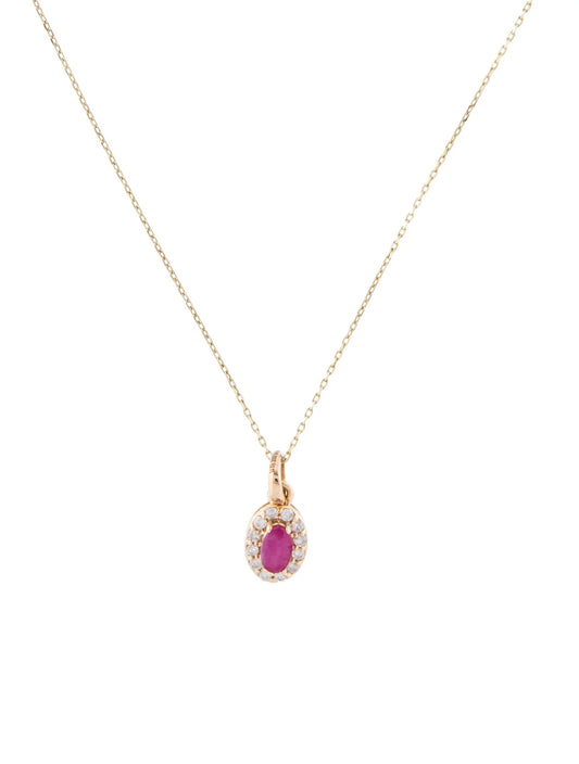 14K Ruby & Diamond Pendant Necklace