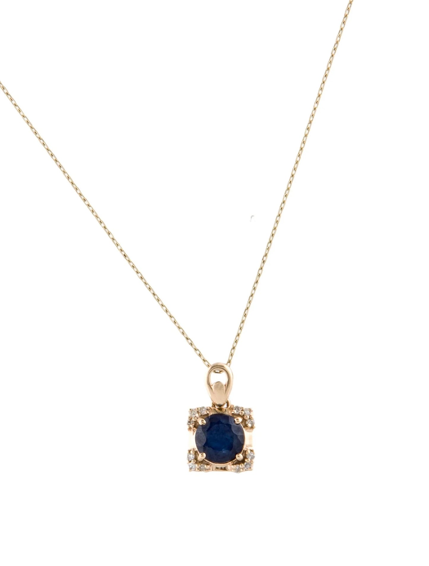 14K Sapphire & Diamond Pendant Necklace