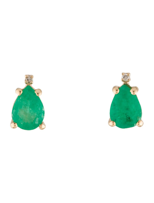 14K 1.40ctw Emerald & Diamond Stud Earrings