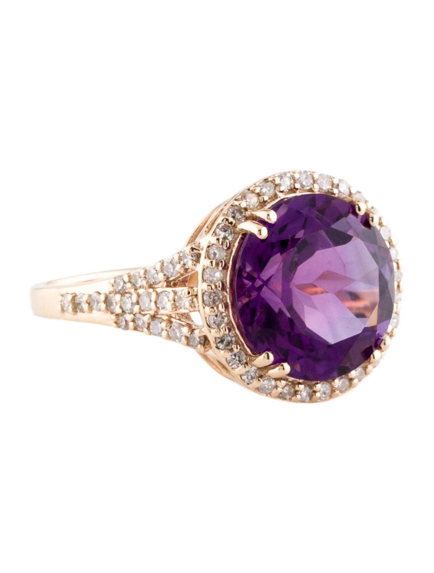 14K 4.45ctw Amethyst & Diamond Cocktail Ring