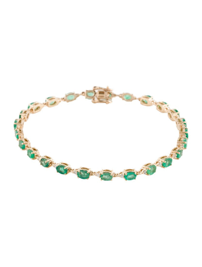 14K 4.09ctw Emerald & Diamond Link Bracelet