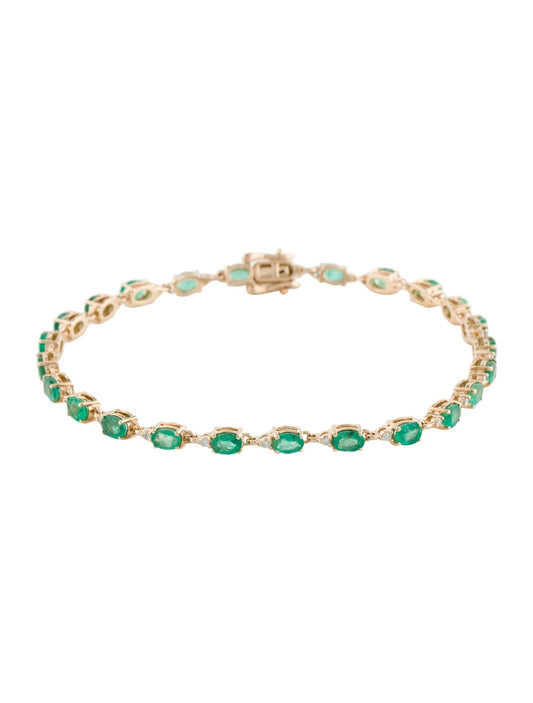 14K 5.09ctw Emerald & Diamond Link Bracelet