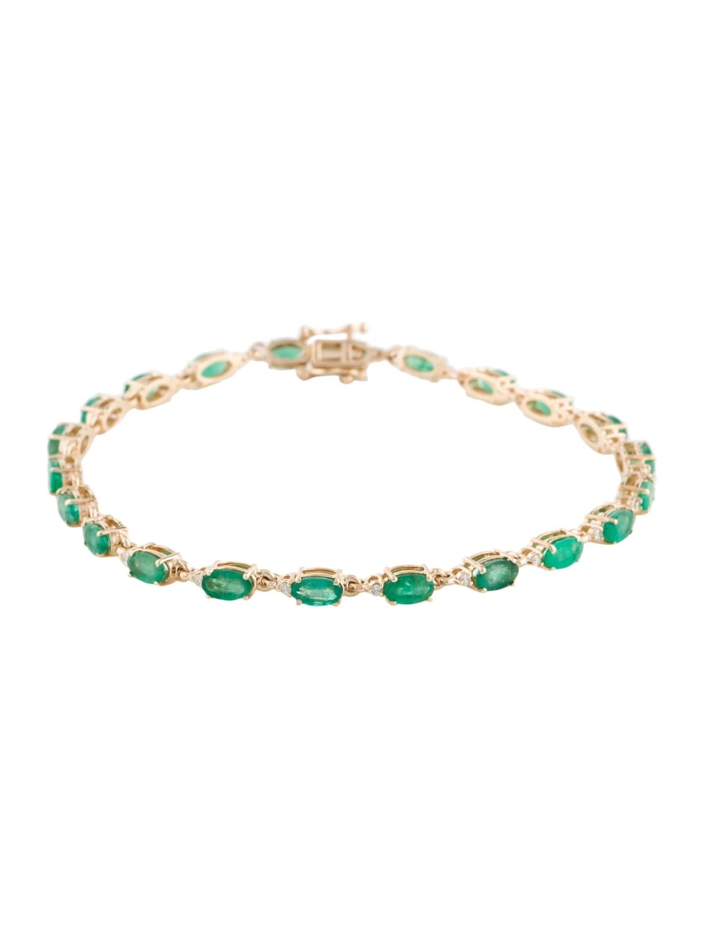 14K 4.54ctw Emerald & Diamond Link Bracelet