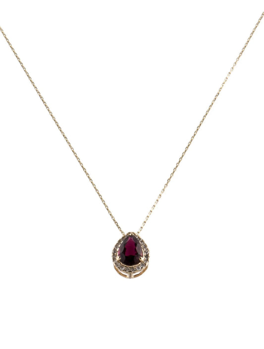 14K Tourmaline & Diamond Pendant Necklace