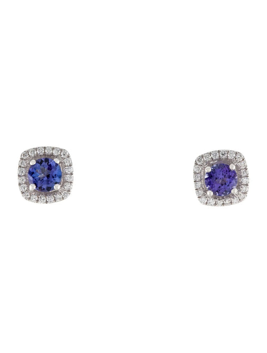 18K Tanzanite & Diamond Stud Earrings