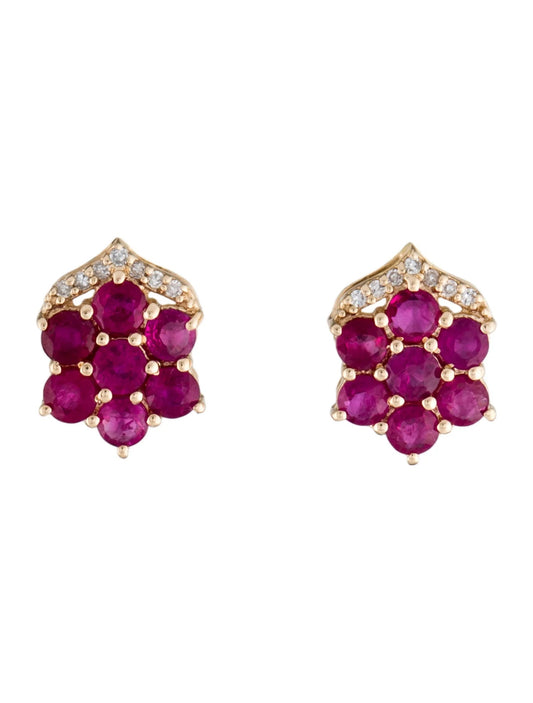 14K 1.90ctw Ruby & Diamond Stud Earrings