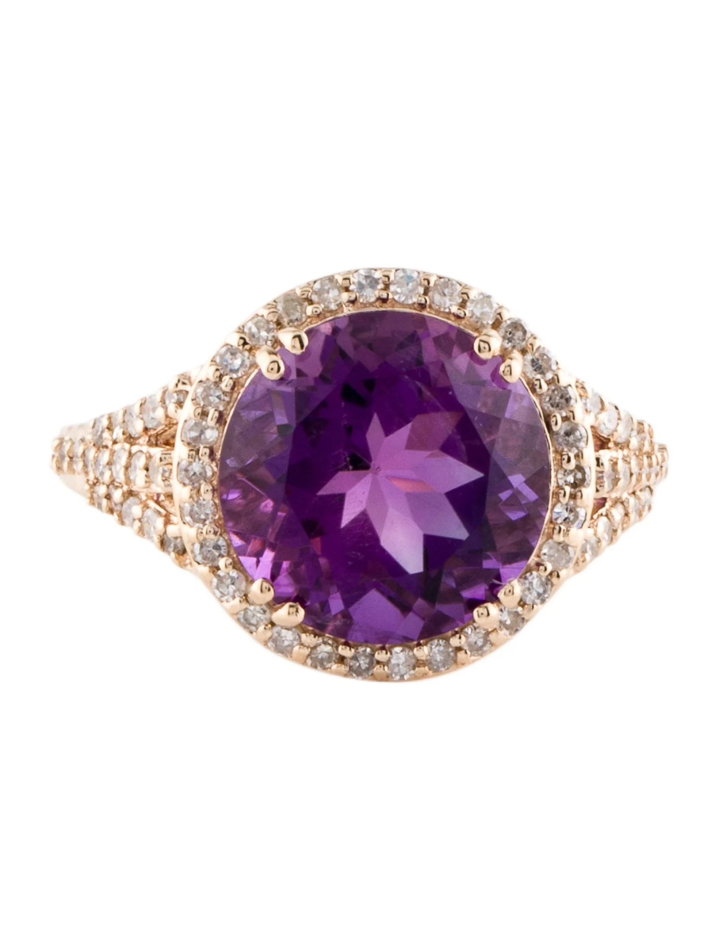 14K 4.45ctw Amethyst & Diamond Cocktail Ring