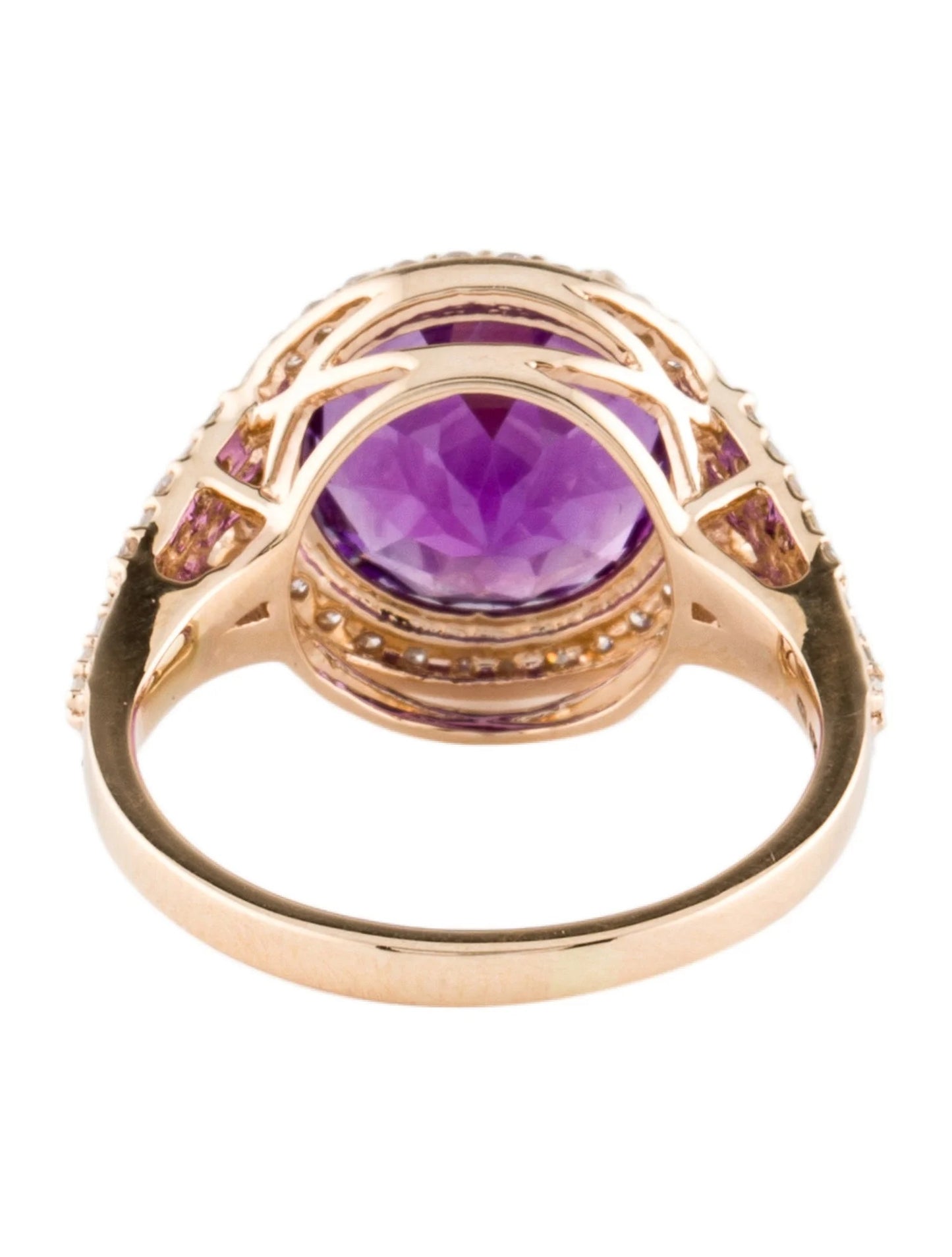 14K 4.45ctw Amethyst & Diamond Cocktail Ring