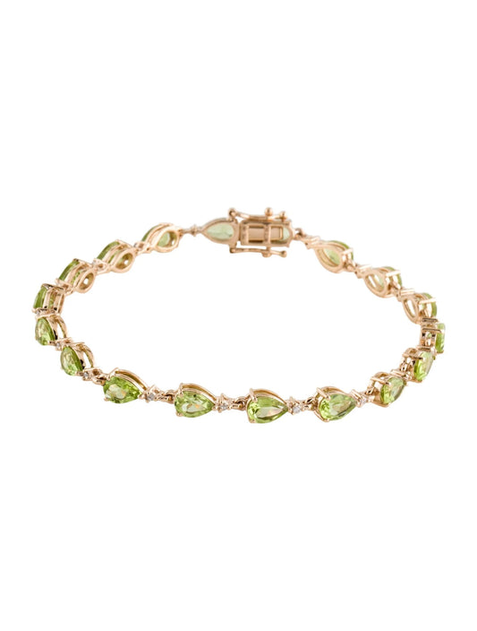 14K Peridot & Diamond Link Bracelet