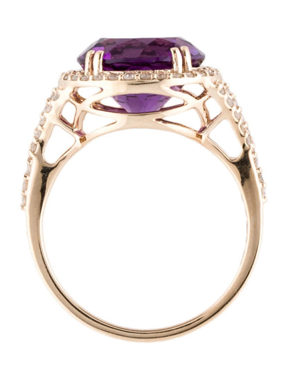 14K 4.45ctw Amethyst & Diamond Cocktail Ring