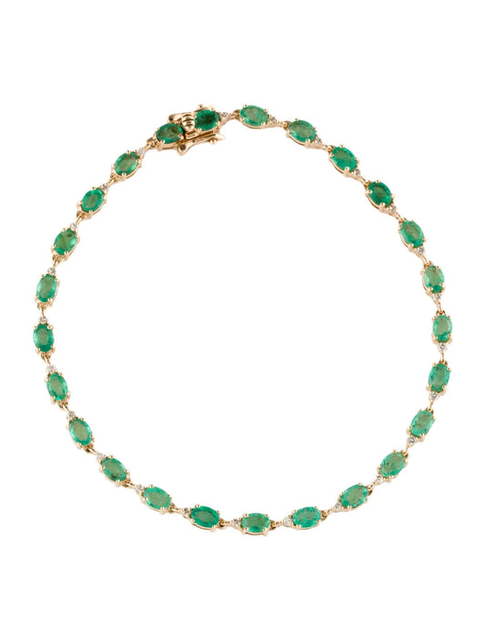 14K 2.70ctw Emerald & Diamond Link Bracelet