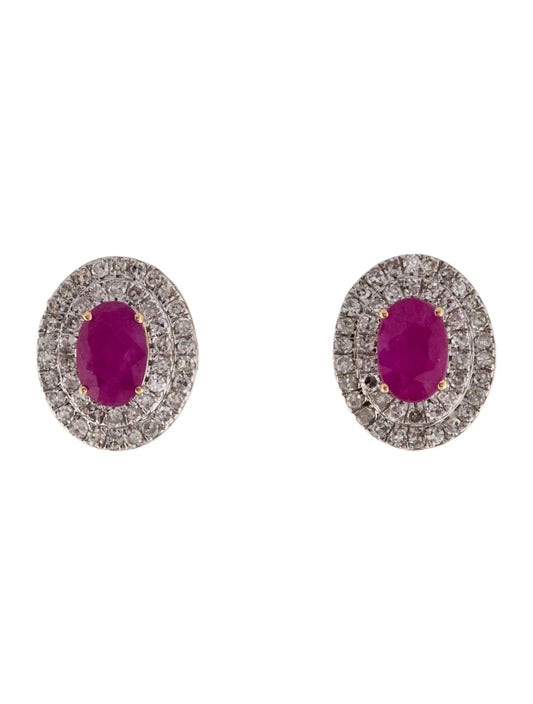 14K 1.43ctw Ruby & Diamond Stud Earrings