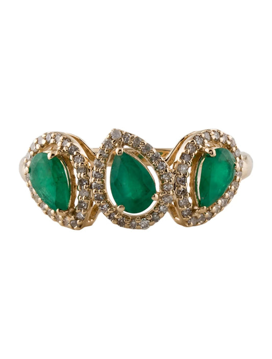 14K Emerald & Diamond Cocktail Ring