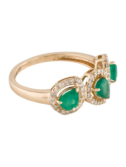 14K Emerald & Diamond Band