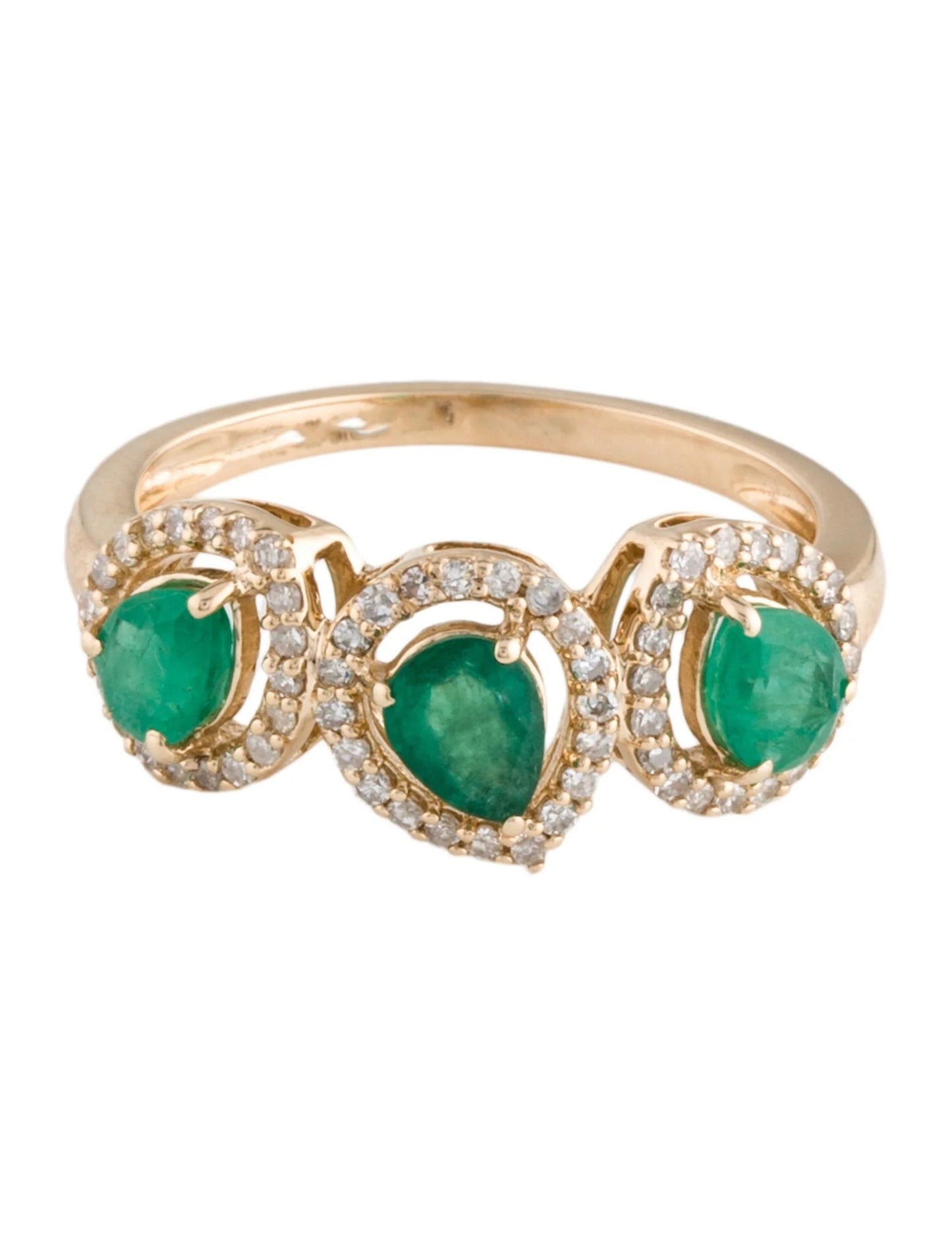 14K Emerald & Diamond Band