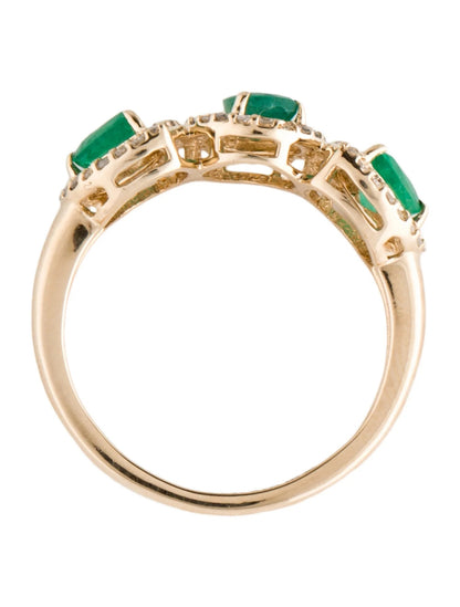 14K Emerald & Diamond Band