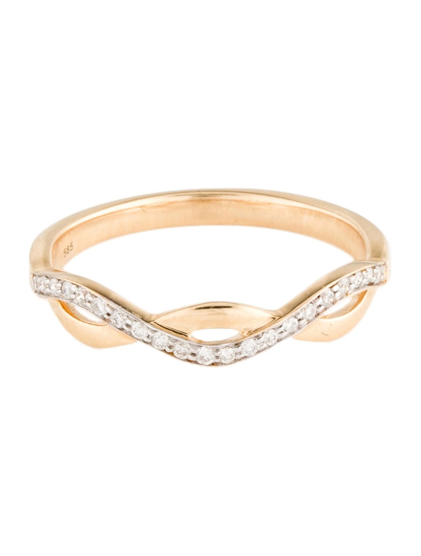 14K Diamond Wave Band Ring