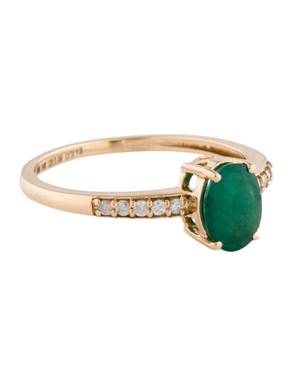 14K 1.12ctw Emerald & Diamond Ring