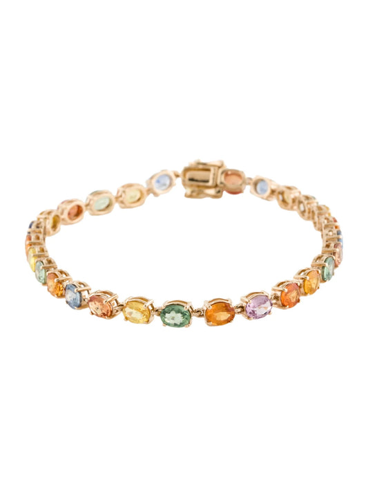 14K 11.79ctw Multi-Color Sapphire Tennis Bracelet