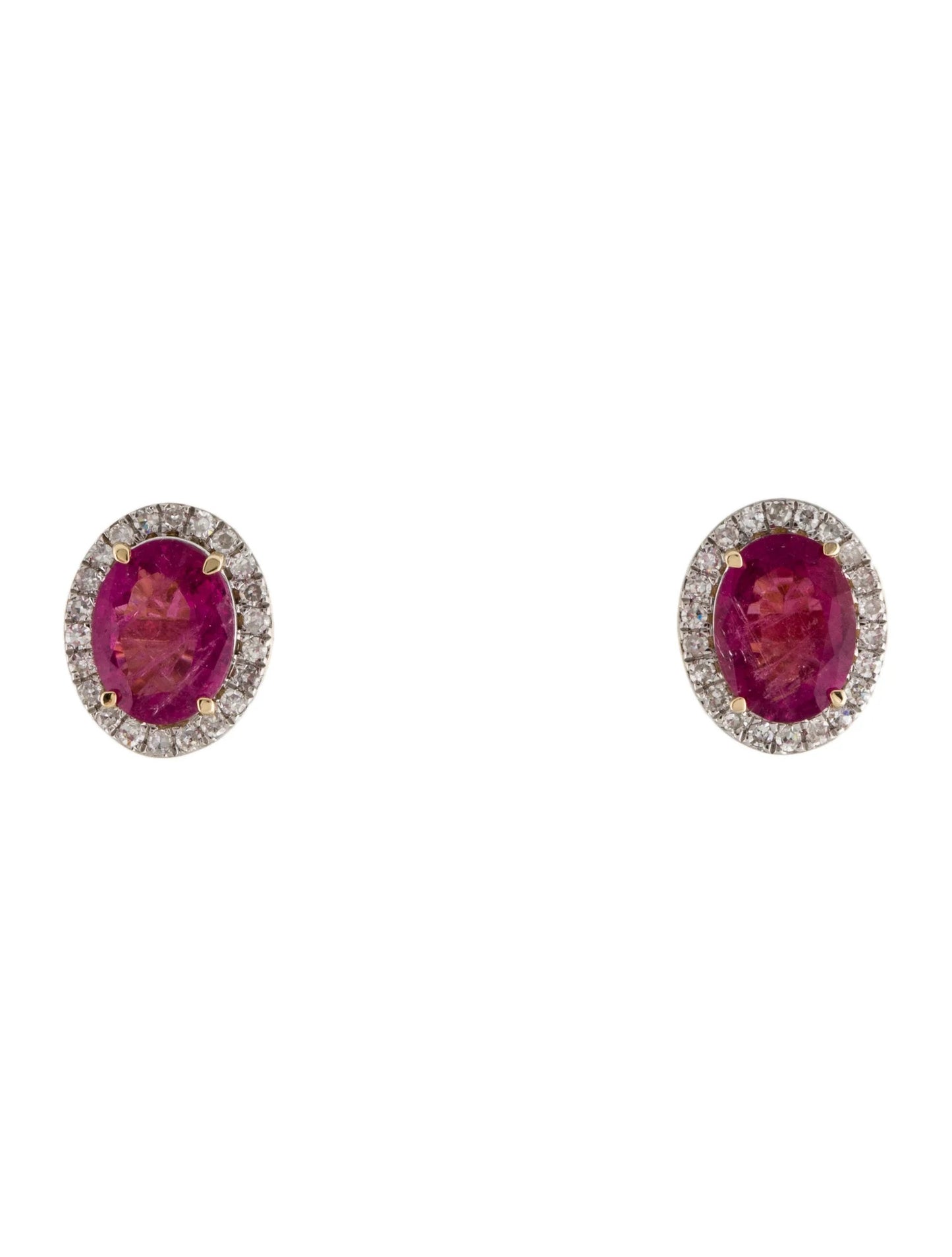 14K Tourmaline & Diamond Stud Earrings