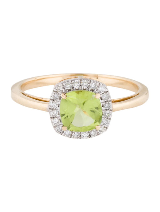 14K 1.23ct Peridot & Diamond Cocktail Ring