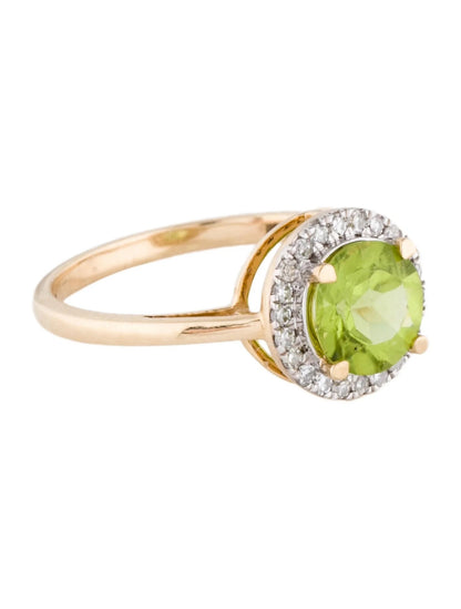 14K 1.32ctw Peridot & Diamond Cocktail Ring