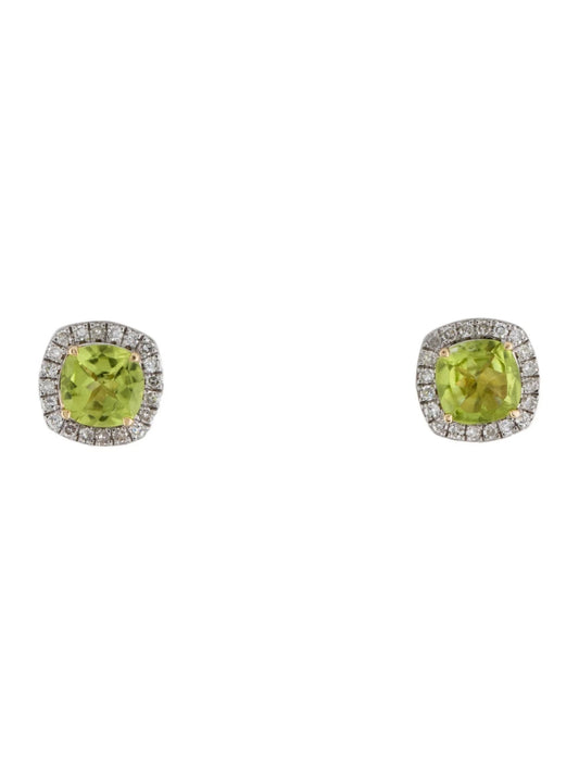 14K 1.60ctw Peridot & Diamond Stud Earrings