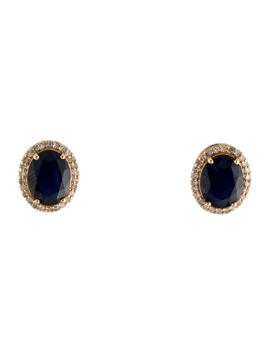 14K Sapphire & Diamond Stud Earrings