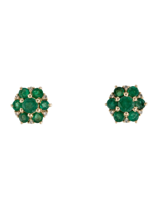 14K 1.96ctw Emerald & Diamond Stud Earrings