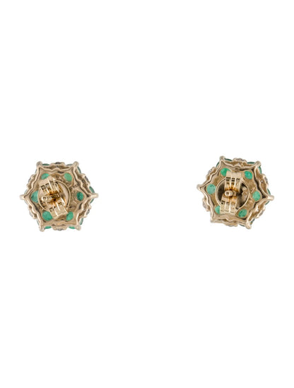 14K 1.96ctw Emerald & Diamond Stud Earrings