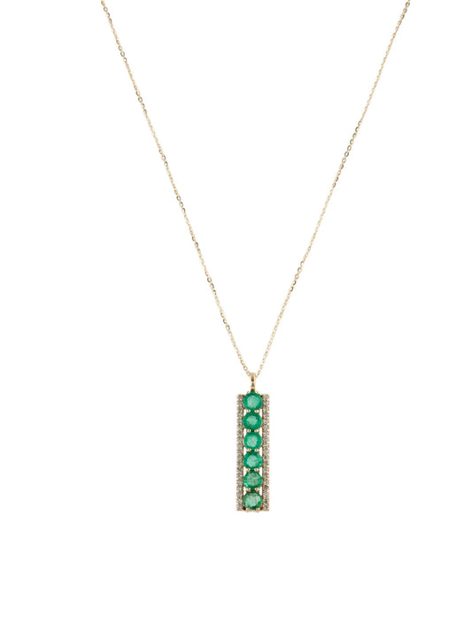 14K 1.45ctw Emerald & Diamond Pendant Necklace