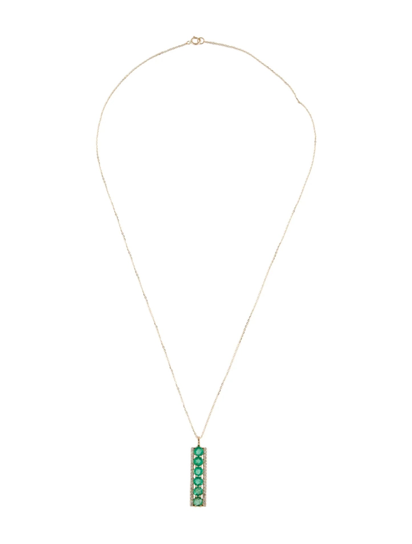 14K 1.45ctw Emerald & Diamond Pendant Necklace