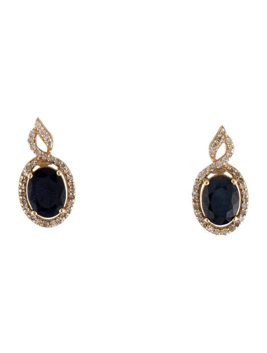 14K Sapphire & Diamond Drop Earrings