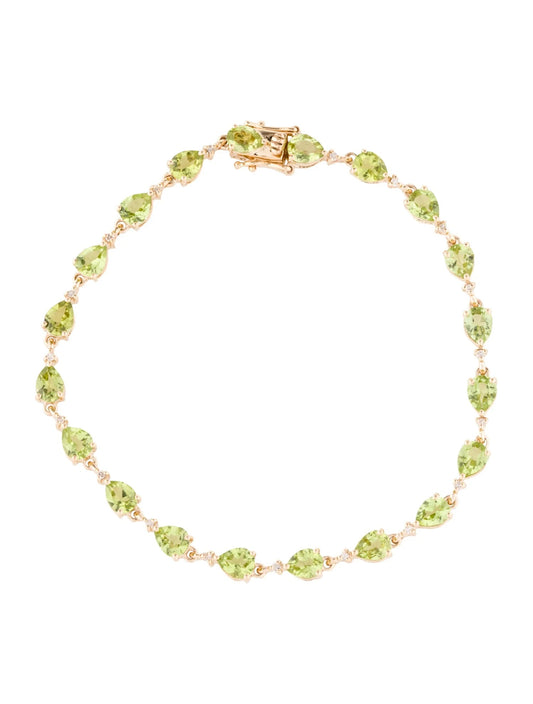 14K 6.82ctw Peridot & Diamond Link Bracelet