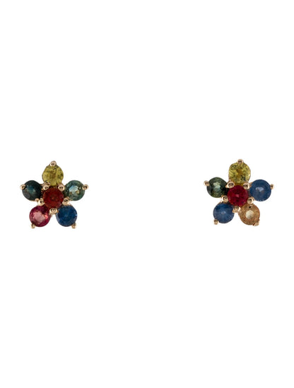 14K 1.84ctw Multi-Sapphire Stud Earrings